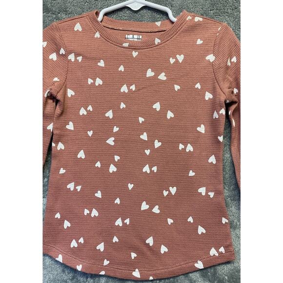 Gap Toddler Girls Mauve/White Heart Print Long Sleeve Henley Size 3T NWOT - Picture 2 of 6
